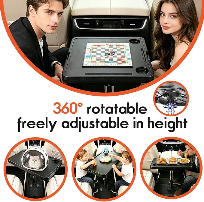 Car Seat Tray Table, Adjustable Car Laptop Desk for Travel, Work & Eating | Car Tray,Car Desk for Laptop,Multi-Function Travel Tray,Portable Car Table,for Front Passenger/Rear/Driver Seat - Image 5