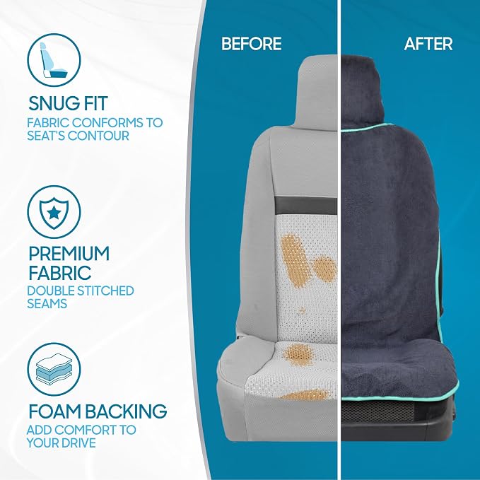 BDK UltraFit Waterproof Towel Seat Covers for Cars - 1 Piece Washable Cloth Car Seat Cover Towels Front Seats - Sweat Seats Protector for Gym, Swimming, Surfing, Running - Universal Fit for Most Cars - Image 8
