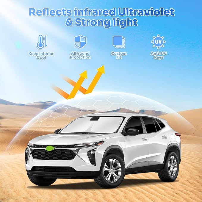 Canvcle Sunshades for 2024 2025 2026 Chevrolet/Chevy Trax Accessories Windshield Sun Shade Side Rear Window Shade Cover Sun Visor Shield Privacy Protection for Camping Keep Vehicle Cool Black 8PCS - Image 2