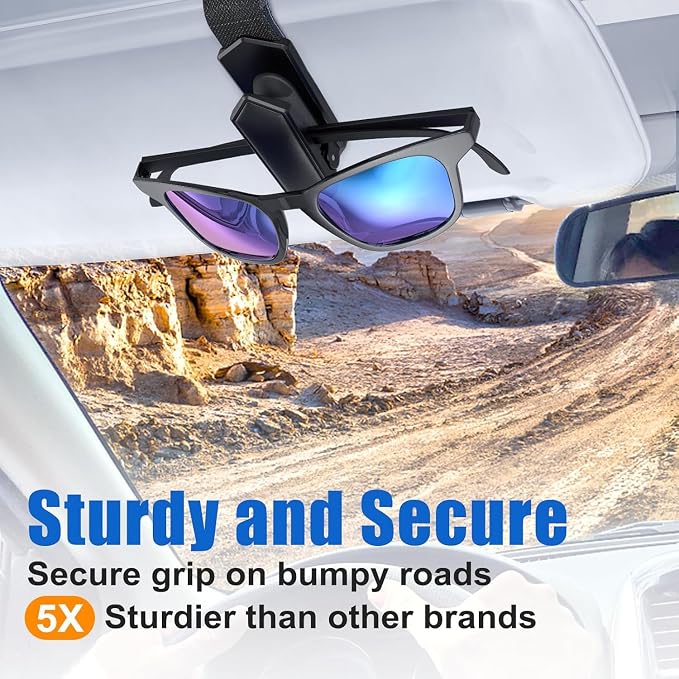 Veharvim Sunglass Holder for Car (One-Handed-Operation, Gentle & Secure Hold, Silicone Padded, Universal Fit, Metal Clip) Visor Sunglass Holder Clip,Visor Sunglass(Black, 1 Pack) - Image 6
