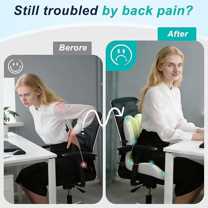 Seat Cushion for Office Chair, Ergonomic Cushion with Lumbar Support Pillow | Orthopedic Memory Foam Coccyx Cushion for Tailbone & Sciatica Pain Relief, Ideal For Office Chairs, Car Seats, Wheelchairs - Image 5