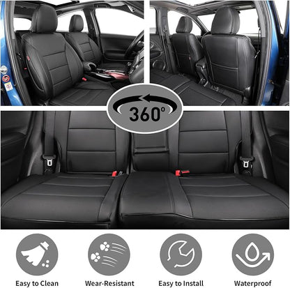 EKR Car Seat Covers for Honda HRV 2016-2018,Leatherette Full Set | Custom Fit for Honda HRV EX/EX-L/LX 2016-2018,Glove-Like Fit,Airbag Compatible,Easy Clean,Faux Leather(Black) - Image 3