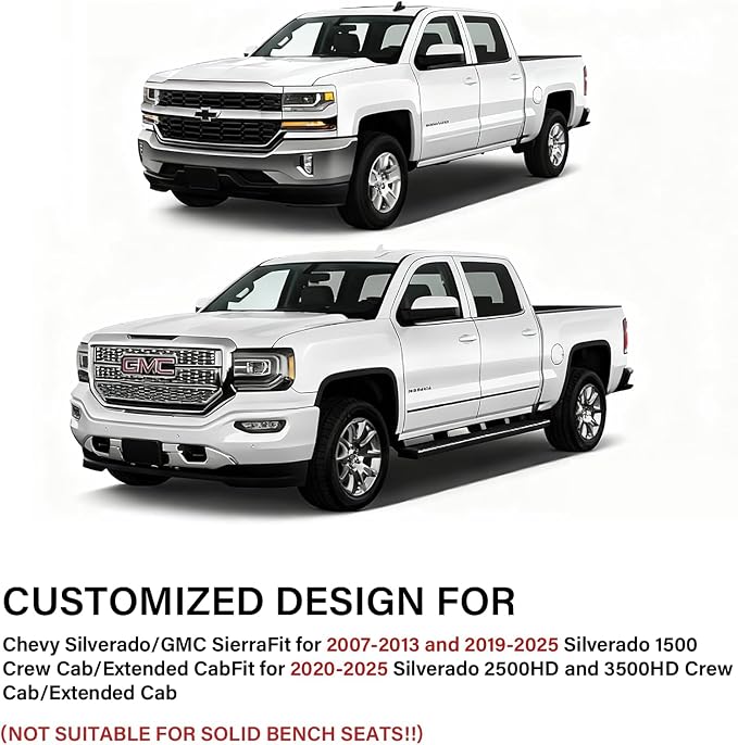 Coverado Car Seat Covers Full Set Faux Leather-Custom Fit Chevy Silverado/GMC Sierra (2007-2013 & 2019-2026 1500, 2020-2026 2500HD/3500HD) Compatible with Crew/Double/Extended Cab (Red) - Image 8