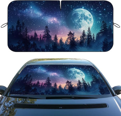 Beautiful Moon Phase Car Windshield Sun Shade Colorful Galaxy Heatshield Front Window Car Sun ​Shade Windshield Blocks UV Rays Sun Visor Protector for Sedan Truck SUV Accessories 59" L x 31.5" W by Unknown