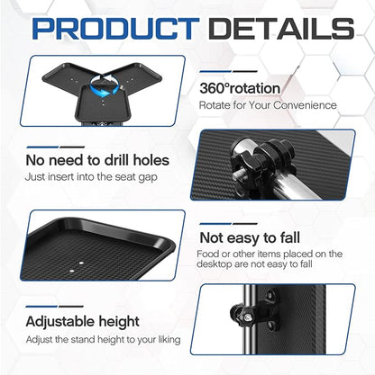 BBTO Car Seat Gap Tray Table, Stable Foldable Auto Backseat Food Desk, Multifunctional Adjustable Travel Tray for Eating Drink and Writing Laptop Work, Car Organizer for Commuters Family - Image 3