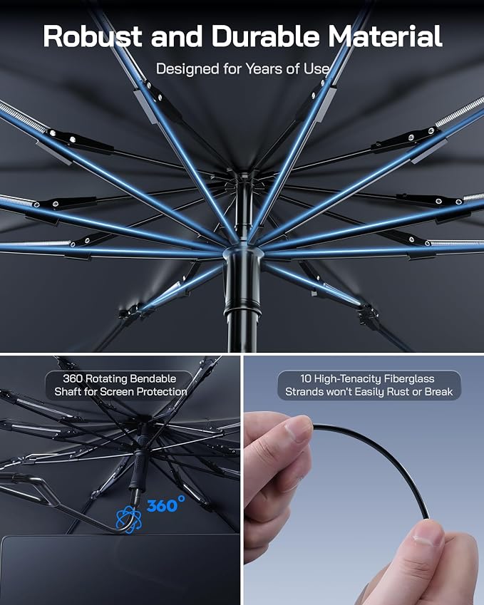 Windshield Sun Shade Umbrella for Subaru Crosstrek/Impreza 2018-2026,Subaru Crosstrek 2017, Foldable Front Window Sun Shade, Titanium Silver Coating for UV Ray Block,Keep Car Cool - Image 4