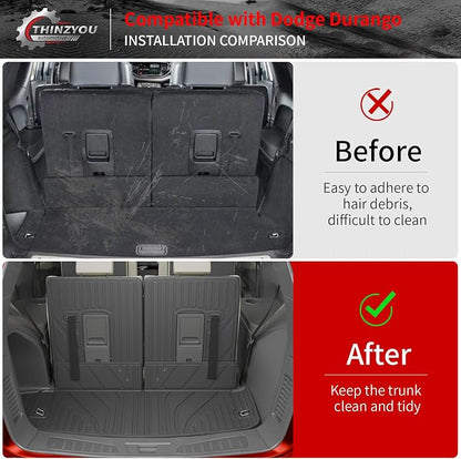 Floor Mats for 2016-2025 2026 Dodge Durango 6 Seats | Trunk Mat Cargo Mat TPE All Weather Back Seat Protector Trunk Liner 2024 Durango Accessories - Image 5