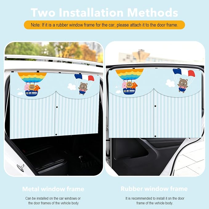 LEIWOOR 2-Pack Magnetic 2 Layers UV Protection Car Window Shades for Baby | Privacy full/half shade baby car window shades with curtain header breathable heat block back curtain for truck van sedan SUV - Image 6