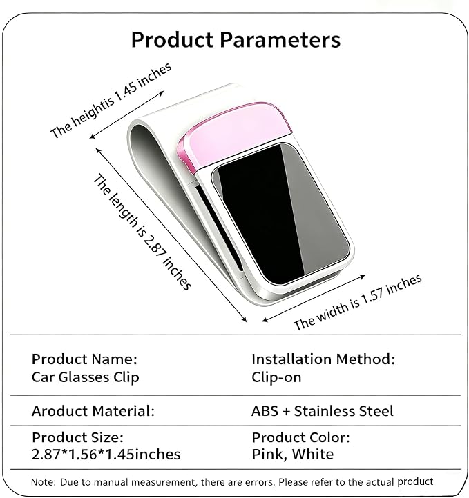 2 Pack Sunglass Holder for Car Visor, Soft Sponge Protection, Snap-On, Pink | Cute Pink&White Car Accessories, No-tool install, universal fit, tidy interior, protect glasses, for sunglasses & eyeglasses - Image 2