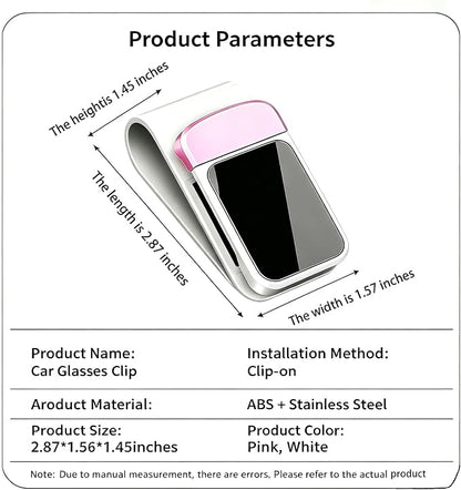 2 Pack Sunglass Holder for Car Visor, Soft Sponge Protection, Snap-On, Pink | Cute Pink&White Car Accessories, No-tool install, universal fit, tidy interior, protect glasses, for sunglasses & eyeglasses - Image 2