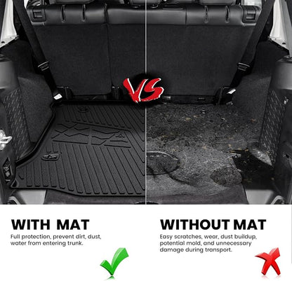 LASFIT Cargo Mat for Jeep Wrangler JK 2011-2018 4 Doors Without Subwoofer | NOT for JL or 2-Door, All Weather, TPE, Custom Fit, Cargo Mat, Trunk Liner, Black - Image 4