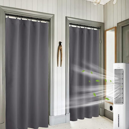 RYB HOME 2 Panels Blackout Doorway Curtains | Thermal Insulated, Privacy, Rod Pocket, Easy Installation, Drapes for Living Room Bedroom Dining Room, W42 x L80, Grey by RYBHOME