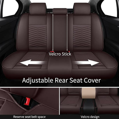 HChengkikz Nappa Leather Car Seat Covers Full Set, Brown Car seat Protector 5 Seats, Waterproof Car Seat Cushion, Universal Automotive Seat Covers Fit for SUV Truck Pick-up Sedan, Front and Rear | Easy Maintenance, Airbag Compatible, Universal Fit For ... - Image 5