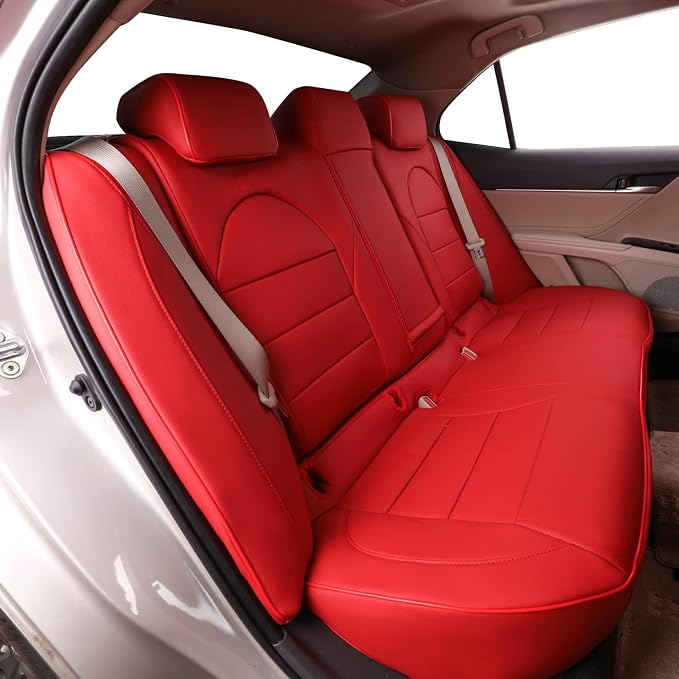 EKR Car Seat Covers for Toyota Camry 2025 2026 (Hybrid),Full Set | Custom Fit for Toyota Camry 2025 2026 XSE/XLE,Factory-Style Interior Upgrade,Easy-Wipe Protection-Faux Leather(Red) - Image 5