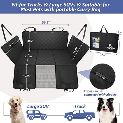 Dog Truck Seat Cover for Back Seat, Hard Bottom Pet Hammock, XL | for F150, RAM1500, Sierra, Tundra, Silverado Full-Size Crew Cab Trucks, Extender Space, Sturdy Oxford, Waterproof, Black - Image 5