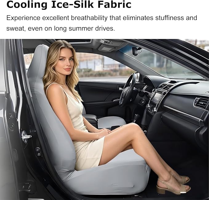 Car Seat Cover, Elastic Waterproof Dustproof Vehicle Front Seat Protector, Scratch Proof Automotive Interior Front Chair Cover Accessories, Universal Fit (Silver Gray) - Image 4