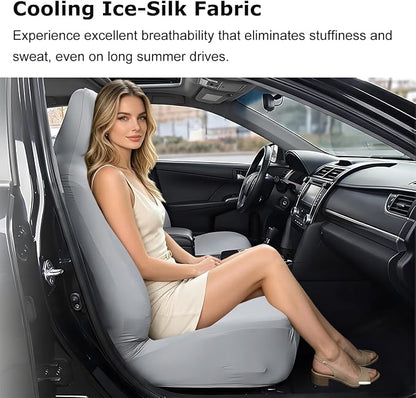 Car Seat Cover, Elastic Waterproof Dustproof Vehicle Front Seat Protector, Scratch Proof Automotive Interior Front Chair Cover Accessories, Universal Fit (Silver Gray) - Image 4