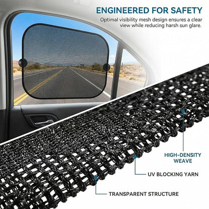 2 Pack 14.96 x 25.59 Inch Car Window Sunshades, Front Side | mesh fabric, metal support frame, suction-cup mounting, twist-fold storage, UV and heat blocking - Image 4