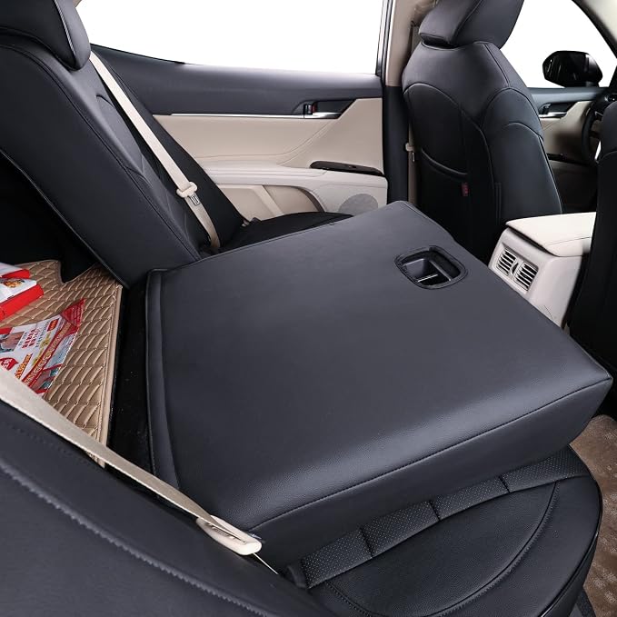 EKR Car Seat Covers for Toyota Camry 2018-2024 (Gas),Full Set | Custom Fit for Toyota Camry XLE/XSE 2018-2024,Easy-Wipe Protection,Full Wrap-Faux Leather(Black/Gray) - Image 3