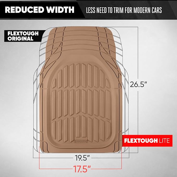 Motor Trend FlexTough LITE Rubber Car Mats Full Set - All Weather Floor Mats for Trucks, Cars & SUVs - Automotive Waterproof Beige Car Floor Mats for Cars Interior Accessories Universal Trim-to-Fit - Image 6
