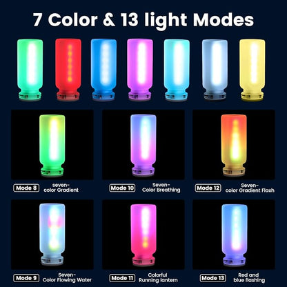 2 PCS USB Interior Car Lights, Touch Control 7 Color 13 Modes Plug-in Retro LED Ambient Dynamic Night Lights for Car Camping Holiday Decoration Bedroom (Multicolor) - Image 3