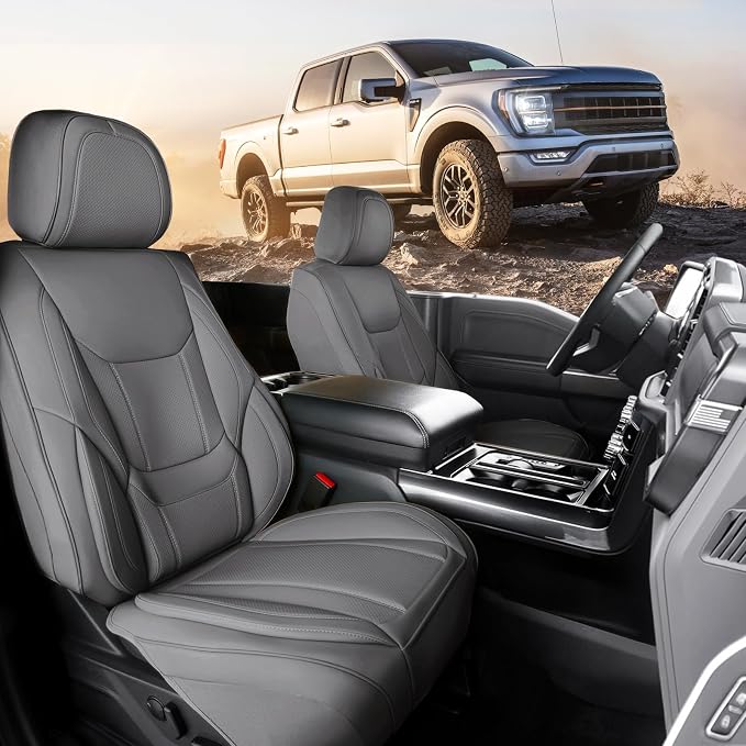 Coverland Premium Custom Fit Truck Car Seat Covers Front Seats Waterproof | Airbag Compatible Non-Slip Seat Cover for Silverado, Sierra 1500, 2500HD, 3500HD [Dark Gray - Size Chart A52] by Coverland