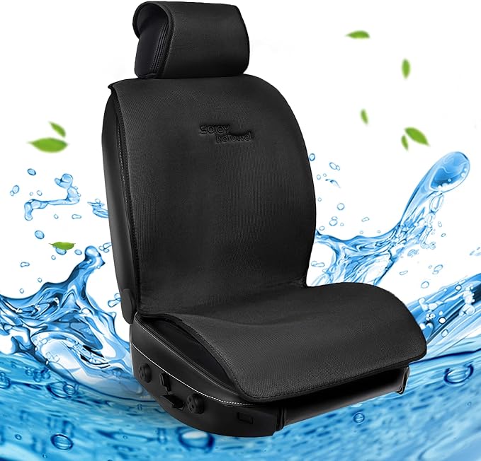 IsoTowel Car Seat Cover for Front Seat,Microfiber Breathable Cloth Seat Protector,with Quick-Dry Non-Slip Back for All Workouts,All-Weather (Carbon Black, 1 Pcs) - Image 2