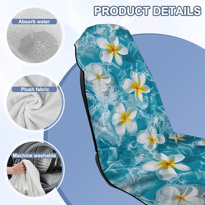 Horeset Tropical Flower Car Seat Towel Cover – Absorbent Sand Proof & Soft, Multi-Function for Beach/Gym, Universal Fit for SUV Sedan Truck - Image 8