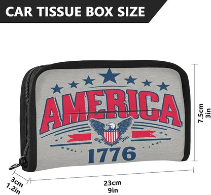 Car Tissue Holder Car Napkin Holder Tissue Box Dispenser Storage Case Sun Visor Mask Holder Accessories with Adjustable Straps Reusable Refillable USA Patriotic 1776 - Image 4