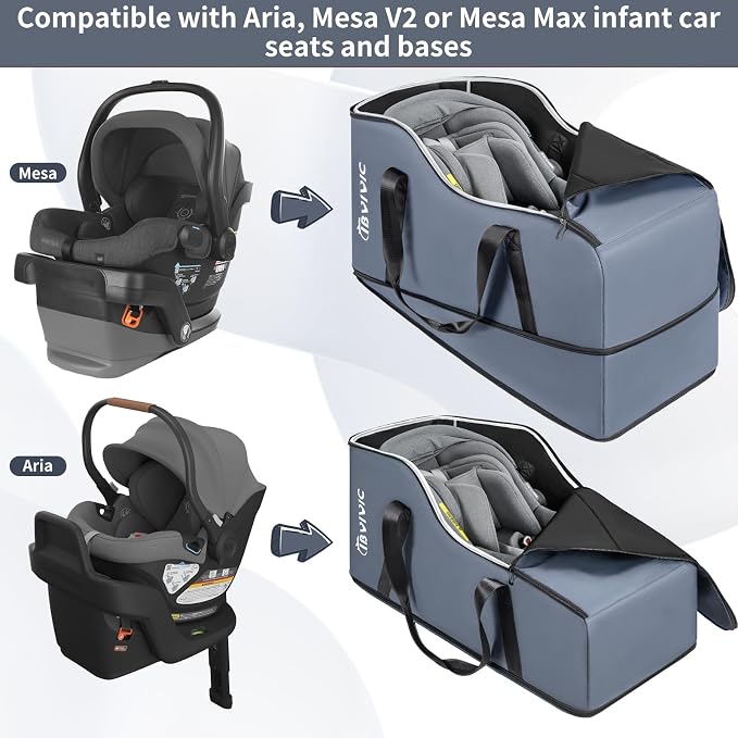 IBVIVIC Car Seat Travel Bag Compatible with UPPAbaby Aria and Mesa, Grey | Infant Car Seat Travel Bag Car Seat Cover for Travel - Image 3