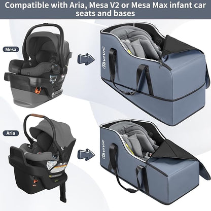 IBVIVIC Car Seat Travel Bag Compatible with UPPAbaby Aria and Mesa, Grey | Infant Car Seat Travel Bag Car Seat Cover for Travel - Image 3