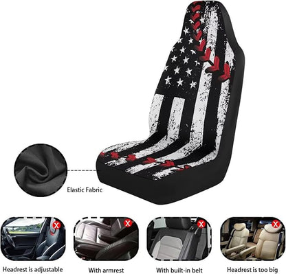 American Flag Car Front Seat Covers Baseball Stitch Car Seat Covers Set of 2 Removable Automotive Accessories Universal Fit for Cars,Sedans & SUVs - Image 6