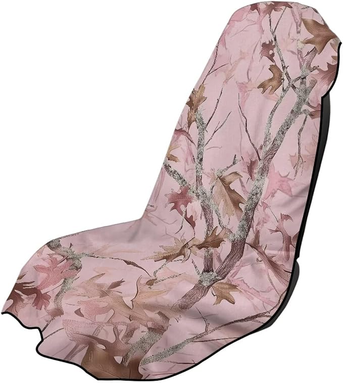 SEANATIVE Car Seat Towel Covers - Breathable Sweat Absorbing Automotive Seat Protectors for Gym, Camping & Pet Transport (Fits SUV/Truck), Camo Hunting Pink Print by SEANATIVE