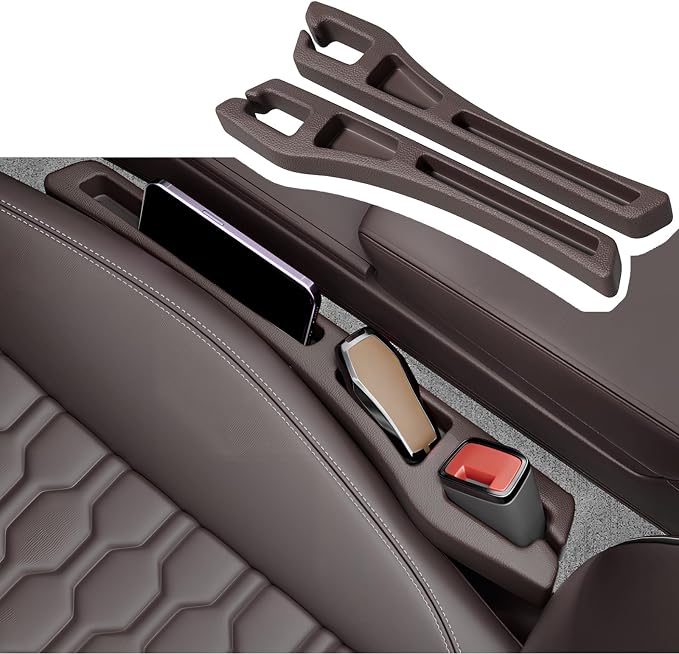 2PCS Car Seat Gap Filler Organizer,2 in 1 Car Gap Filler (Brown) | Multifunctional Design,Fill and Storage Function for Storing Phones Keys Cards,No Drop Seat Guard for Cars Suvs Trucks - Image 7