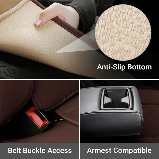 Coverland Custom SUV Car Seat Covers for 2019-2024 Subaru Forester | Premium Waterproof Faux Leather Non-Slip Memory Foam Airbag Compatible Custom Fit Interior Protector [Rear Seat-Dark Brown] - Image 3