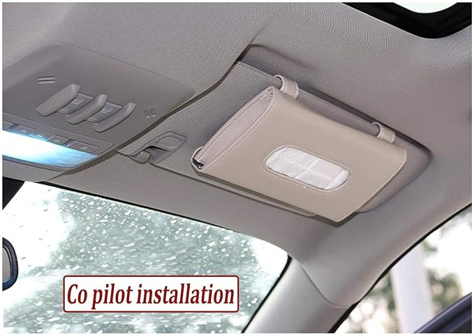 Car Tissue Holder for Sun Visor, PU Leather Napkin Case Box Beige | Car napkin box mounts on visor/back seat in seconds, quick reload, handy for drivers and passengers, fits cars, trucks & SUVs - Image 2