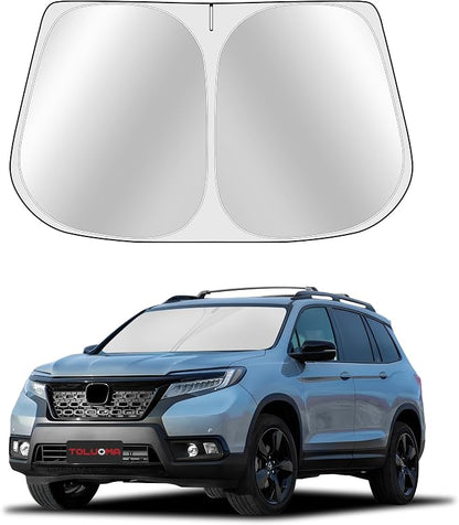 Custom Fit Windshield Sun Shade for Honda Passport 2019-2025 - Full Coverage, 210T Reflective Fabric, Double-Layer Design - Blocks 99% UV Rays, Keeps Car Cool, Easy to Install and Store by Toluoma