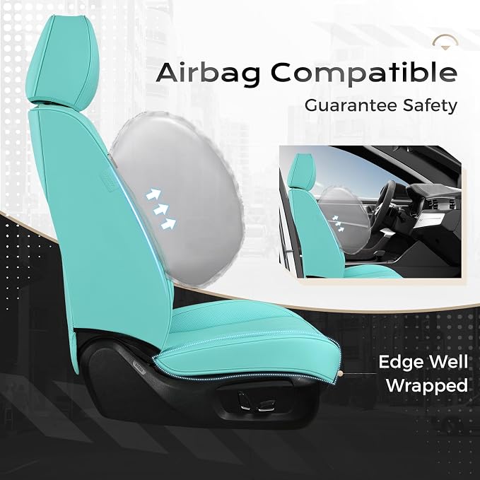 Coverado Car Seat Covers, Seat Covers for Cars, Waterproof Leather Auto Seat Protectors, Leather Car Seat Cushion, Car Interiors Accessories Universal Fit for Most Cars - Image 4