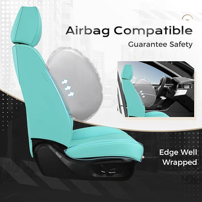 Coverado Car Seat Covers, Seat Covers for Cars, Waterproof Leather Auto Seat Protectors, Leather Car Seat Cushion, Car Interiors Accessories Universal Fit for Most Cars - Image 4