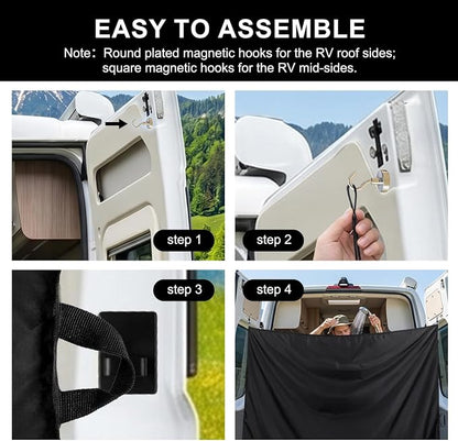 420D Oxford Rear Door Shower Curtain for RV Trunk Camper Vans, 90.5"x70.8" Double Layer Changing Curtain with Magnetic Hooks for Sprinter, Ram Promaster, Ford Transit, Privacy Protection & Storage Bag - Image 8