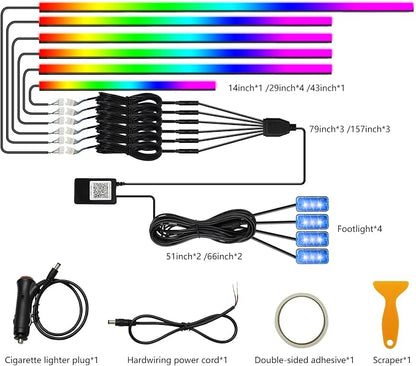 Dreamcolor Interior Car Lights - 10 in 1 LED Strip Lights with APP Control and 213 Color Modes, Decorative Neon Ambient Lighting Kits - Image 5