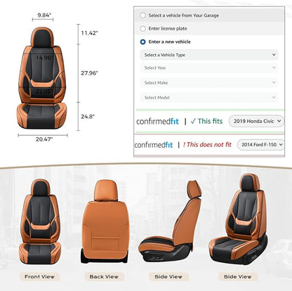 Coverado Car Seat Covers Full Set, Car Seat Protector Waterproof, Nappa Leather Car Seat Cushion, Seat Covers for Cars, Front Seats and Back Universal Fit for Most Cars - Image 7