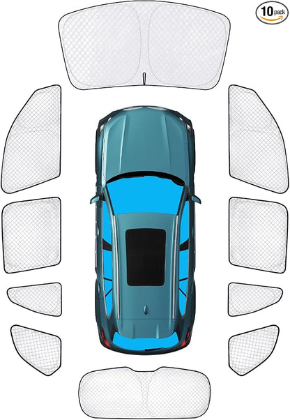 KMF 10pcs Thicken Sun Shades Custom Fit for BMW X5 Accessories 2019-2025 2026, Full Car Window Covers Sunshade for Windshield Side Rear, UV Block Protecting Privacy for Car Camping Blackout Outdoor by KMF