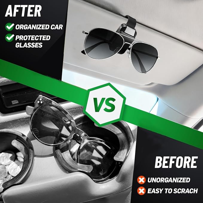 Dsycar 2 Pack Sunglasses Holder for Car, One-Handed-Operation Visor Sunglass Holder Clip, Easy Access Storage for Driving,Universal Fits (Black) - Image 2