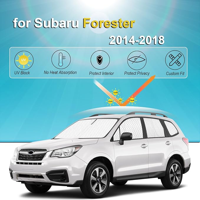 KMF 8pcs Sun Shades for Subaru Forester 2014-2018 Accessories,Thicken Full Car Window Covers for Windshield Side Rear, UV Block Privacy and Blackout for Camping Outdoor Custom Fit - Image 2