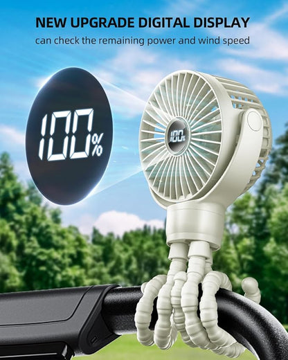 KIDEE Portable Stroller Fan, Mini Baby Fans Battery Operated, LED Display with 3 Speeds, Small Clip on Fan Desk Fans USB Rechargeable, Personal Handheld fans Fan for Travel Outdoor, Children Gifts - Image 2