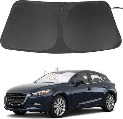 Windshield Sun Shade for 2014-2017 2018 Mazda 3 Accessories | Full covered, Foldable & Durable, Block UV Rays, Reduce Heat, Easy to install, Keep Car Cooler by LHFLIVE