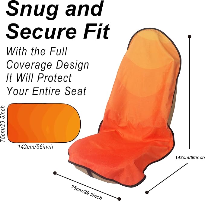Car Seat Cover Protector Front Seats,for Gym Workout,Running,Swimming,Beach and Hiking,Waterproof Sweat Towel Bucket Seat Covers for Cars SUV Trucks (Orange, 1Pcs) - Image 3