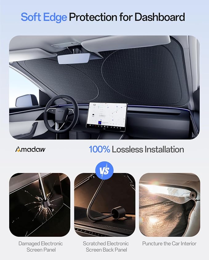 Truck Windshield Sun Shade for F150/Silverado/Tundra/RAM 1500/Sierra | Multi-Layer UV Block & Heat Insulation, Keeps Car Cool & Protects Interior, L (64" L x 34" W) - Image 7