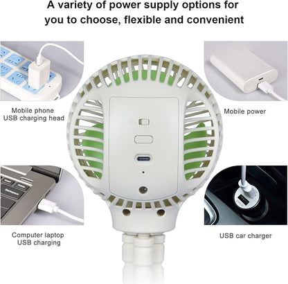 WiHoo Portable Stroller Fan, 11H Ultra-long Battery Life 3 Speed 360°Rotate, USB Rechargeable or Battery Operated Cooling Clip On Personal Fan for Baby Crib Travel Car Seat White - Image 7